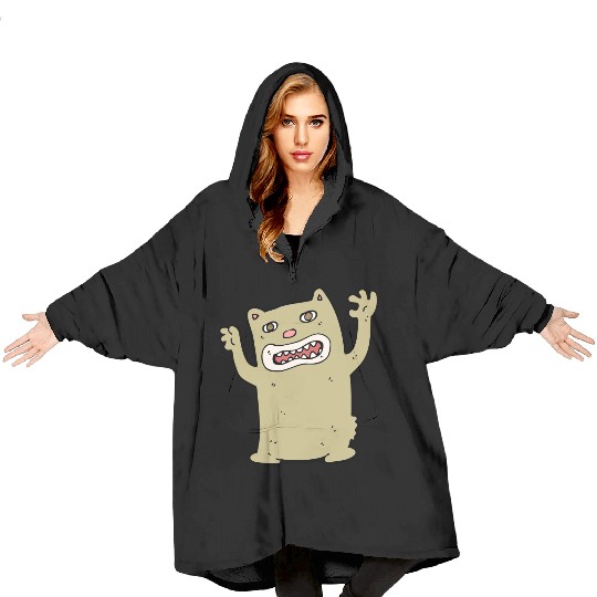 funny catzilla, cat lover Blanket Hoodies
