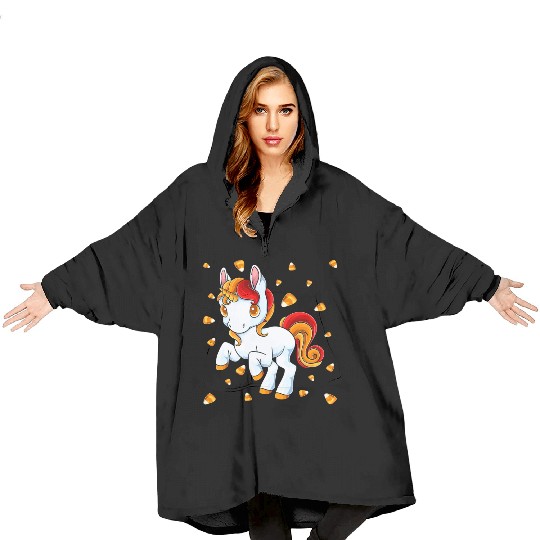 Halloween Unicorn Pony Candy Corn Halloween Blanket Hoodies