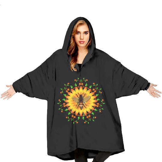 Save honey bees protect environment sunflower Apia Blanket Hoodies