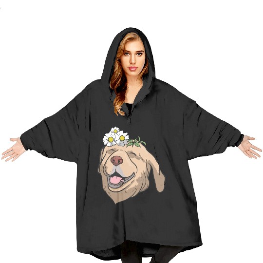 Dog Labrador Flower Blanket Hoodies