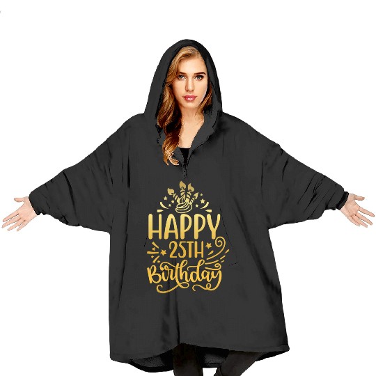 Happy 25th Birthday Presents 25 Year Old Gift Gold Blanket Hoodies