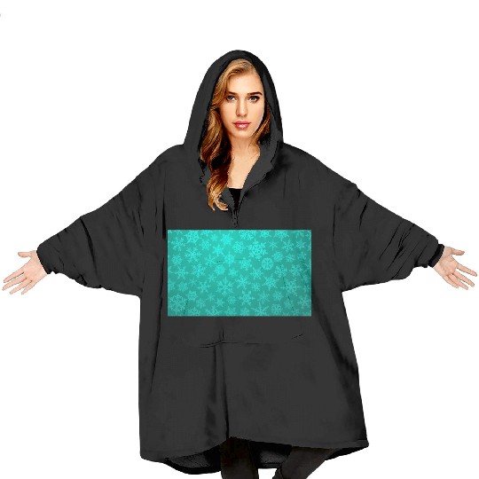Teal Snowflakes Christmas Pattern Blanket Hoodies