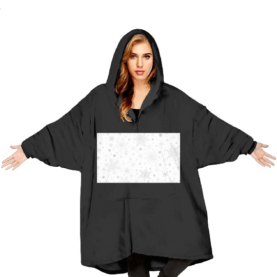 Christmas Snowflakes Pattern Grey White Blanket Hoodies