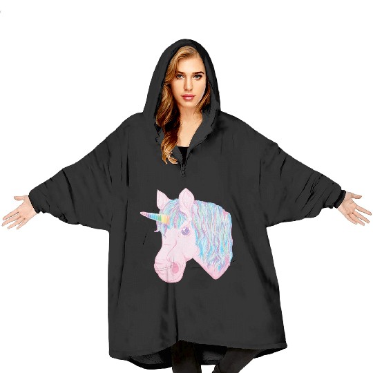 kawaii rainbow unicorn Blanket Hoodies