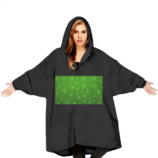 Abstract Green Snowflakes Pattern Blanket Hoodies