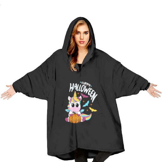Bat Unicorn - Happy Halloween Blanket Hoodies