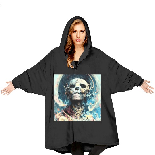 Extremely Realistic Skull in Abstract Art Blanket Hoodies
