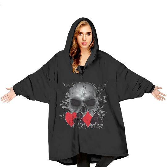Heavy Metal Punk Poker Skull Blanket Hoodies
