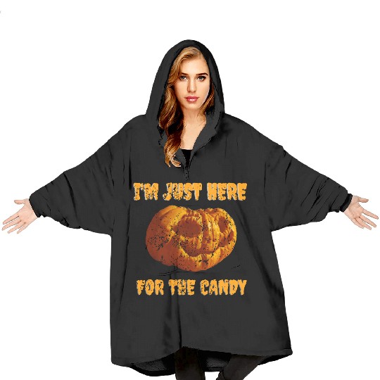 I'M JUST HERE FOR THE CANDY OLD PUMPKIN DRAWING Blanket Hoodies