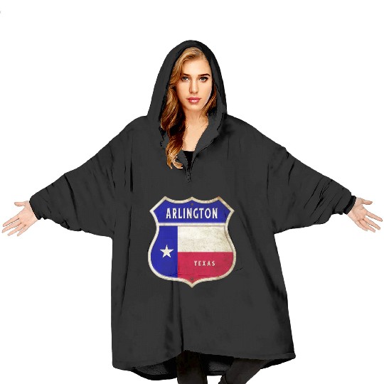 Arlington Texas Crest Flag Design Blanket Hoodies