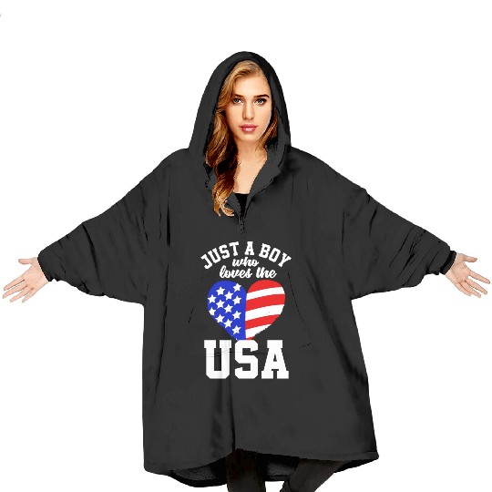 Patriotic American America US Flag USA 4th July Blanket Hoodies