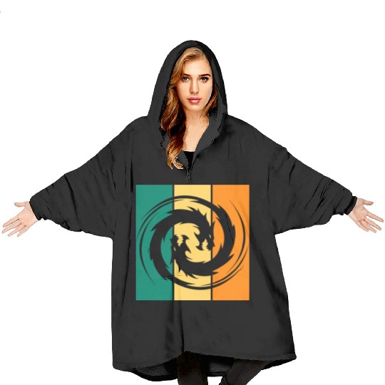 Dragon Ying Yang Blanket Hoodies