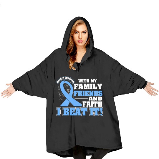 Family Faith I Beat It Prostate Cancer Awareness Blanket Hoodies