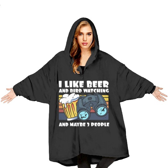 Birdwatching I Like Beer Binoculars Ornithologist Blanket Hoodies