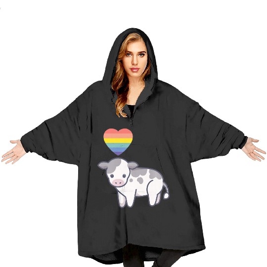 Gay Cow LGBTQ Pride Flag Lesbian Kawaii Anime Blanket Hoodies
