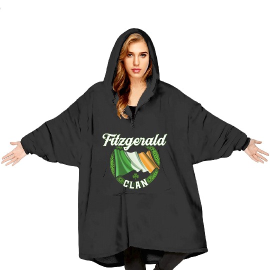 Fitzgerald Surname Irish Last Name Ireland Flag Blanket Hoodies