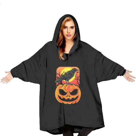 Crow Halloween Bird Watcher Gift Blanket Hoodies