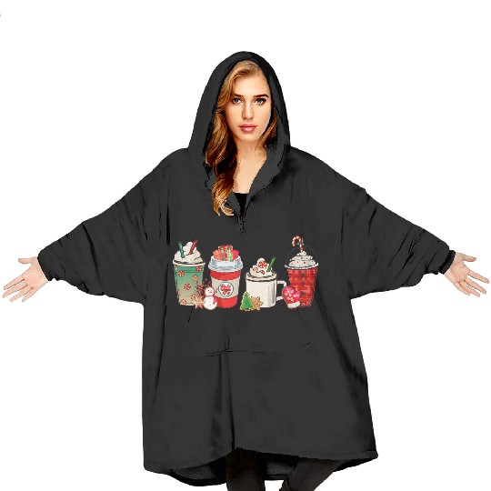 Merry Christmas Coffee Snowman Latte Peppermint Blanket Hoodies