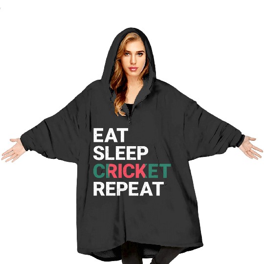 Eat Sleep Cricket Repeat BD Flag Sports Gift Blanket Hoodies