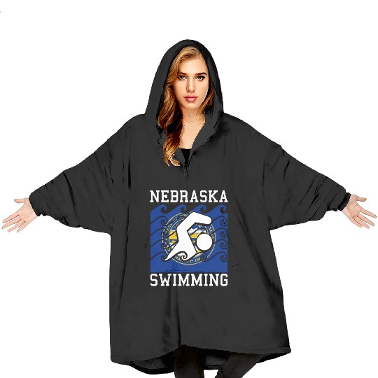 Nebraska Flag Swimming Team Swim Swimmer US State Blanket Hoodies