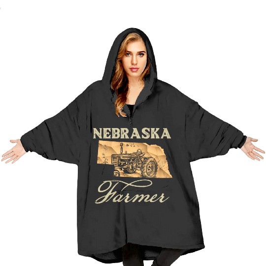 Nebraska Farmer Tractor Lover State Map Farming Lo Blanket Hoodies