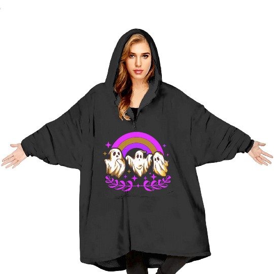 Halloween Blanket Hoodies, Ghost Rainbow Horror Spooky