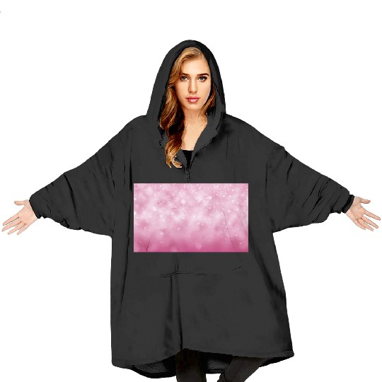 Pink Bokeh Christmas Snowflakes Blanket Hoodies