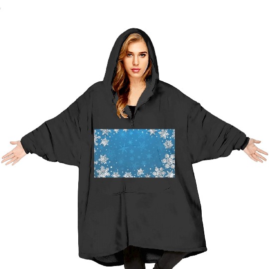 Winter Snowflakes Navy Blue Pattern Blanket Hoodies