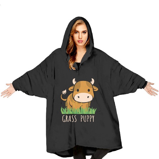 Scottish Highland Cow Grass Puppy Cow Whisperer Blanket Hoodies