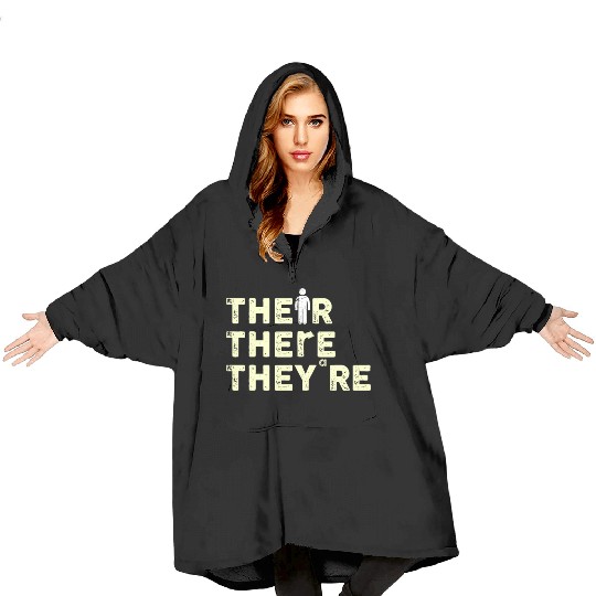 Their There They're English Teacher Grammar Blanket Hoodies
