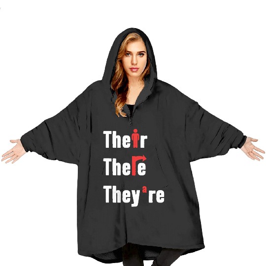 Their There They're English Teacher Grammar Blanket Hoodies