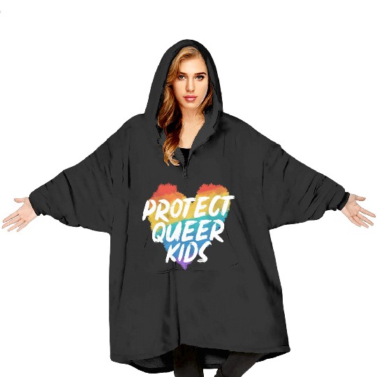 Protect The Queer Kids Rainbow Pride Month Blanket Hoodies