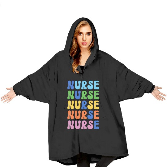 Nurse Colorful Retro Design Blanket Hoodies
