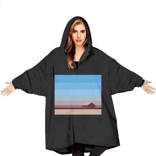 Sunset House Minimalist Abstract Art Landscape Blanket Hoodies