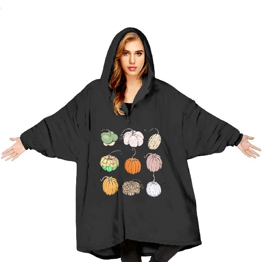 Colorful Pumpkin Season Fall Women Autumn Lover Blanket Hoodies