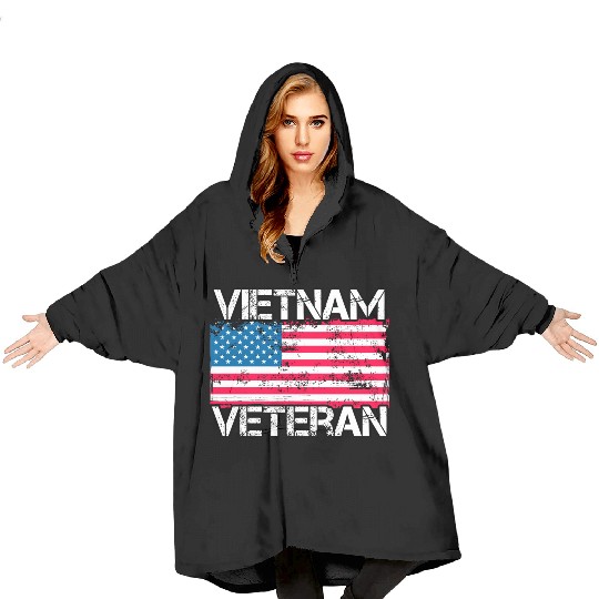 Vietnam Veteran Vintage Us Flag Military Vet Blanket Hoodies