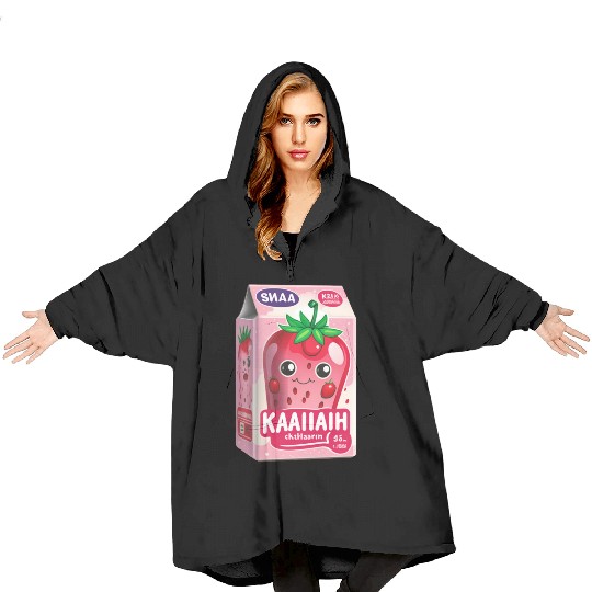 Strawberry Milk Kawaii Blanket Hoodies