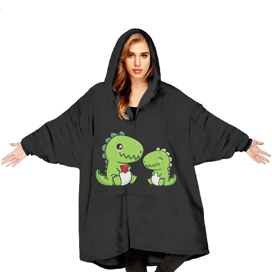 Big sister brother dino siblings boy girl heart Blanket Hoodies