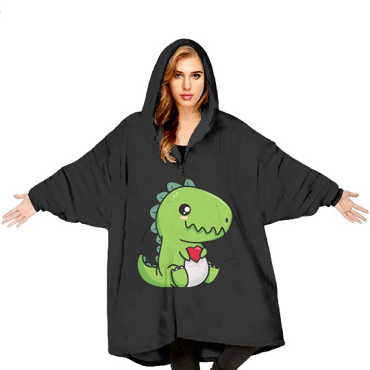 Big sister cute dino siblings boy girl heart love Blanket Hoodies