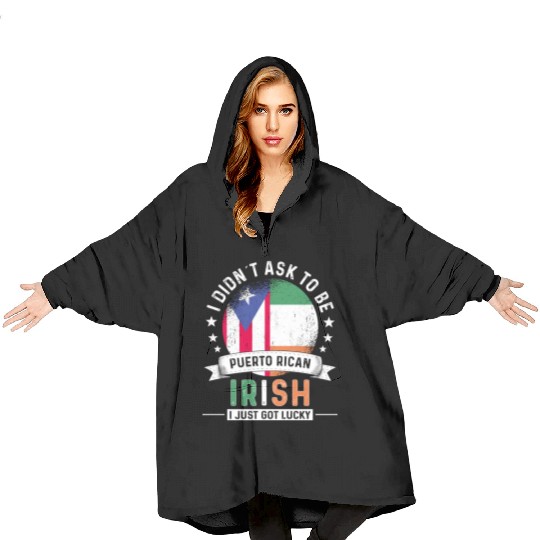 Puerto Rico Flag Ireland Grown Got Lucky Blanket Hoodies