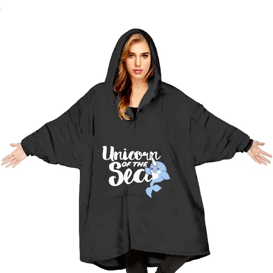 Unicorn of the sea narwhal humor Blanket Hoodies
