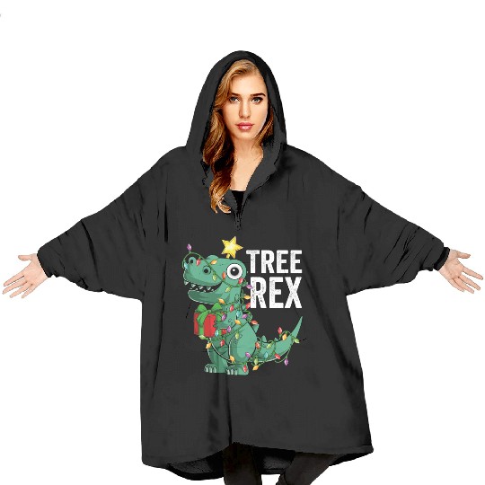 Kids Christmas Dinosaur Tree Rex Pajamas Toddler Blanket Hoodies