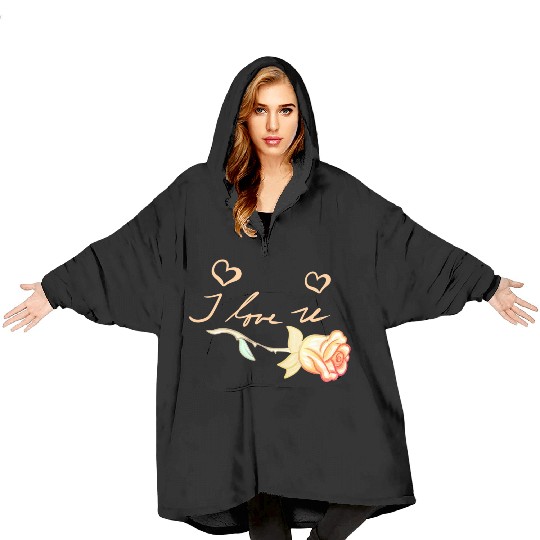 i love you golden rose flower Blanket Hoodies