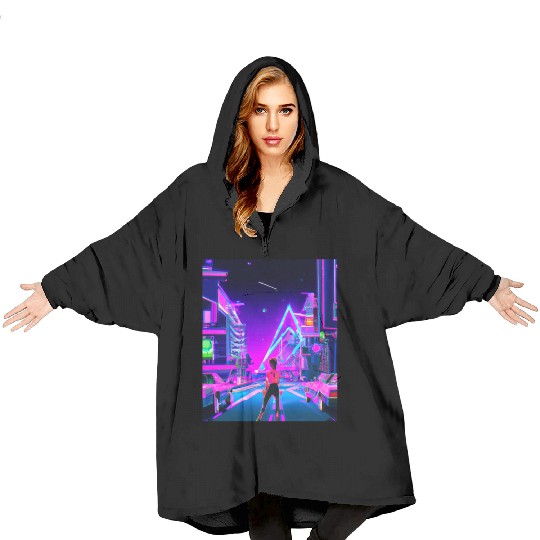 Vaporwave Car Synthwave Girl Blanket Hoodies