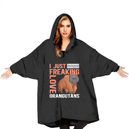Orangutan Monkey I Love Orangutans Blanket Hoodies