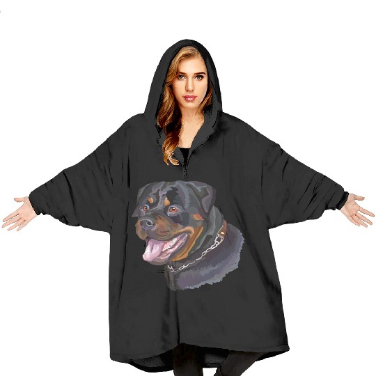 Cute Rottweiler Dog Watercolor Painting Blanket Hoodies