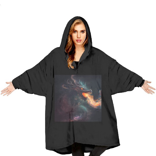 Dark fantasy fire breathing dragon Blanket Hoodies