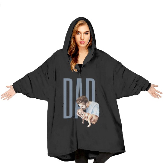 Dad And Newborn Watercolor Design Blanket Hoodies