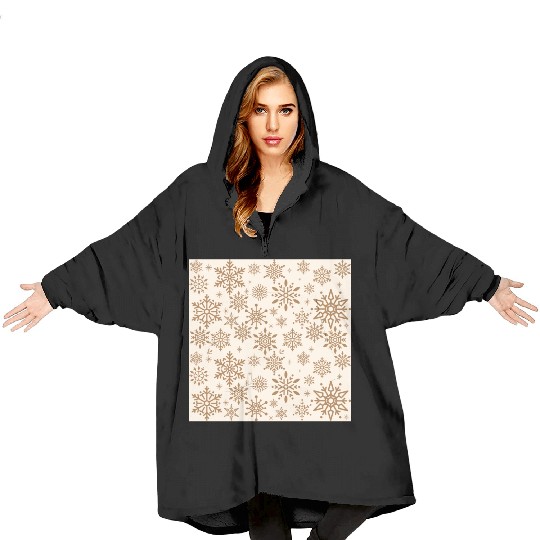 Beige Snowflakes Christmas Pattern Blanket Hoodies