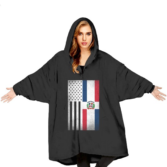 Dominican Republic Design for Dominican Americans Blanket Hoodies